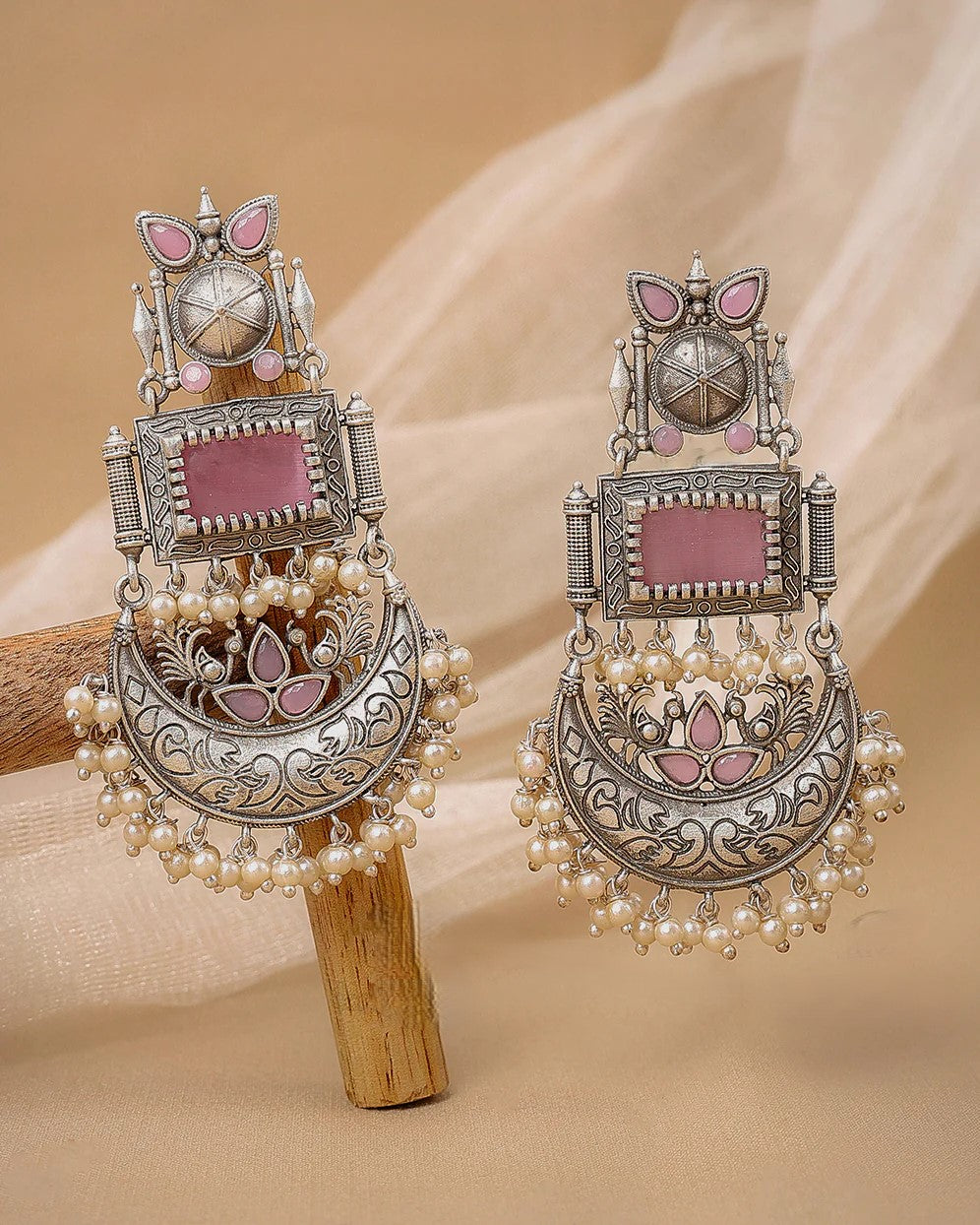Pearlfect Moon-Dance Peacock Jhumkis