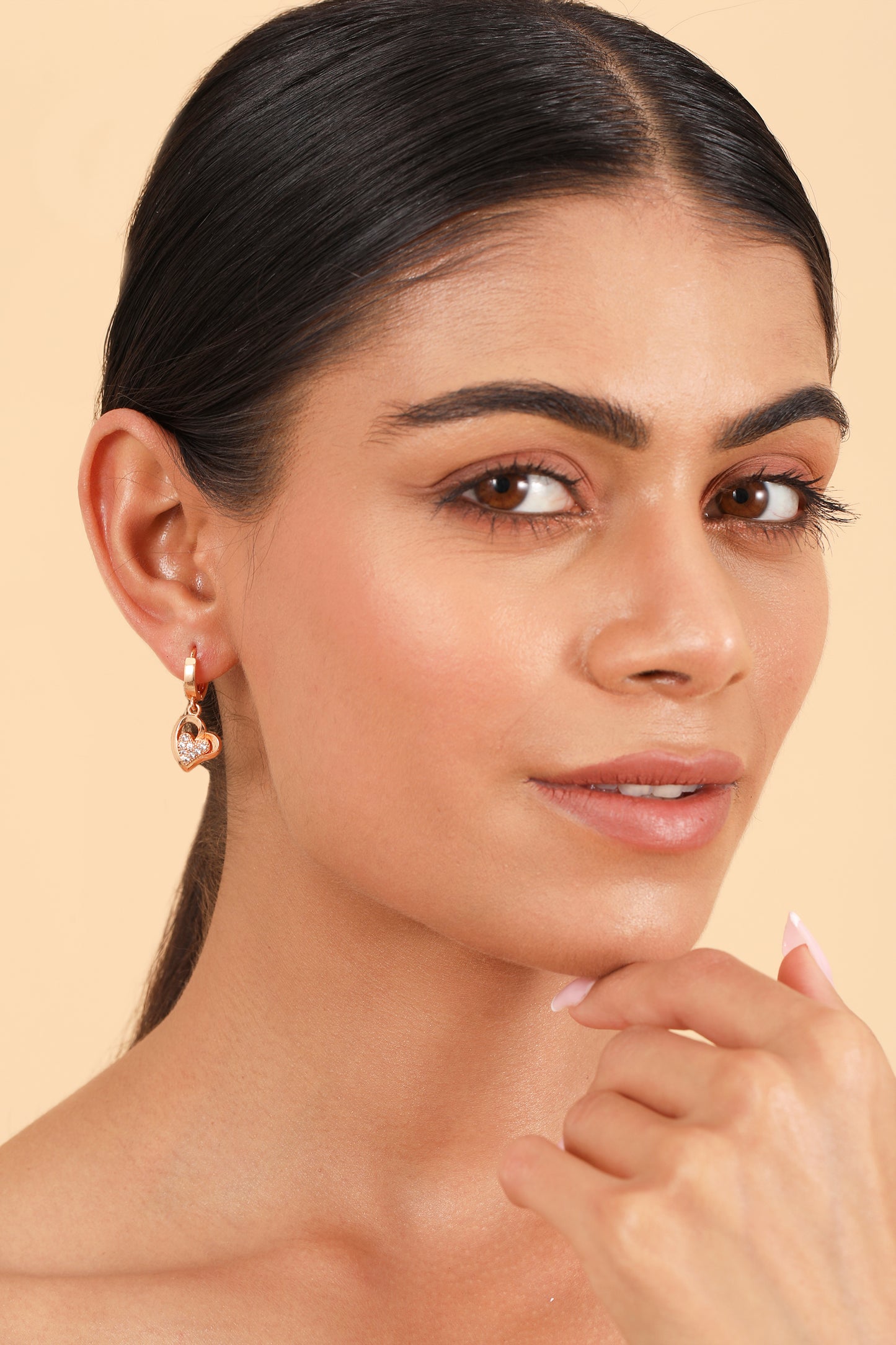 Pearlfect Little Heart Rosegold Earrings