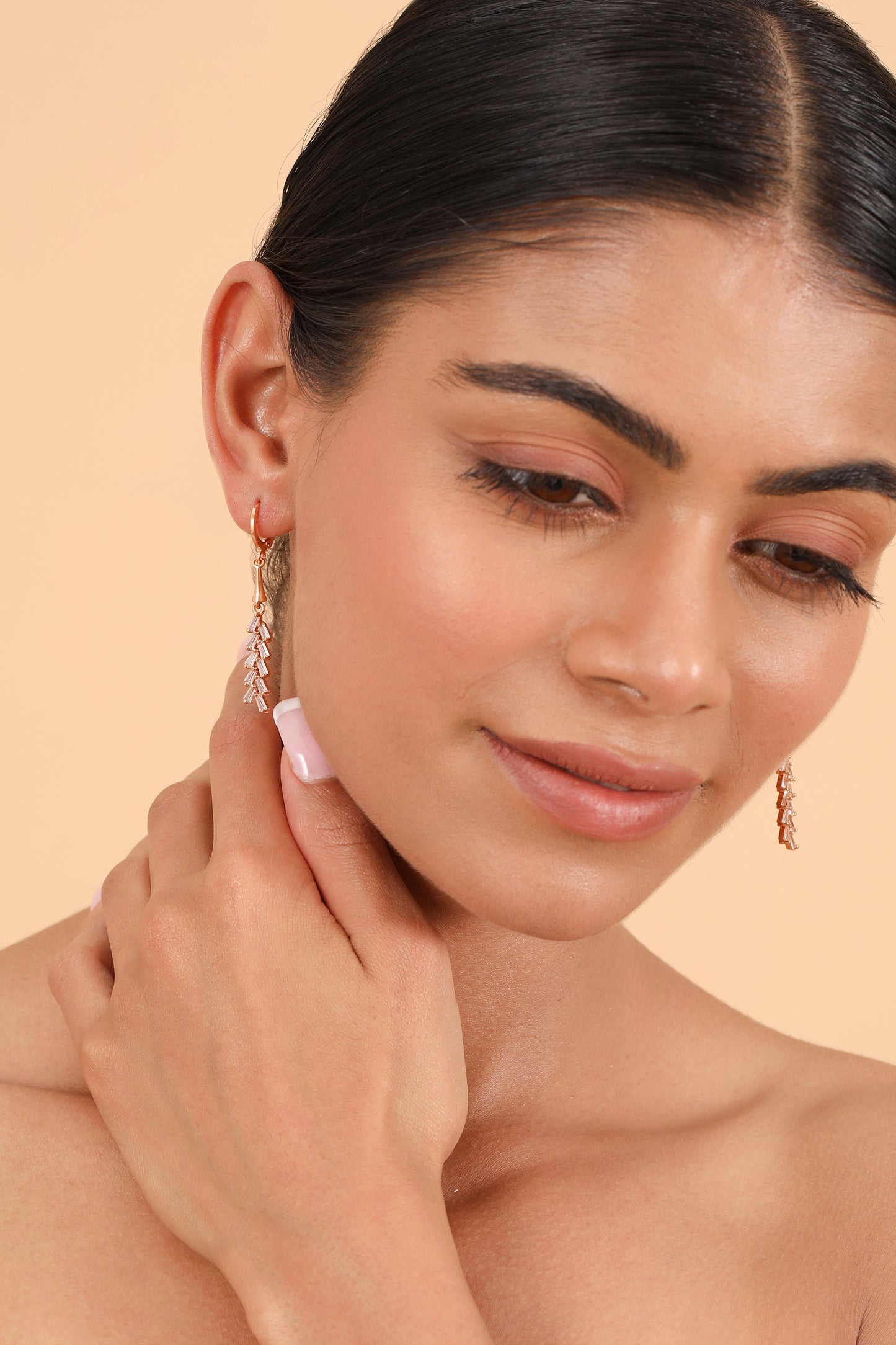 Pearlfect Zircon Leaf Elegance Earrings