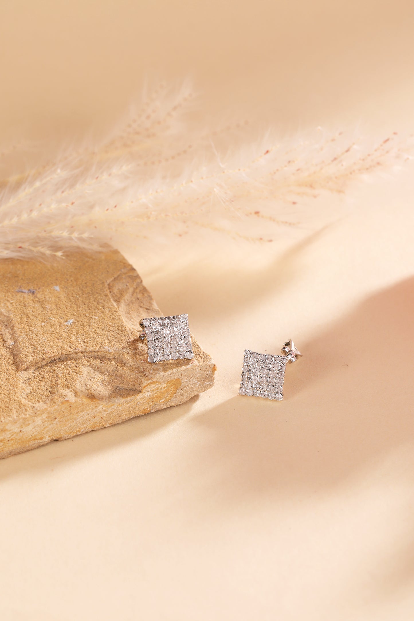 Pearlfect Silver Ice Square American Diamond Earrings