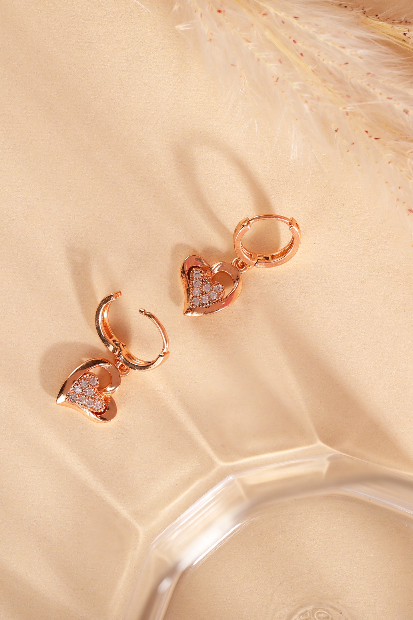 Pearlfect Little Heart Rosegold Earrings
