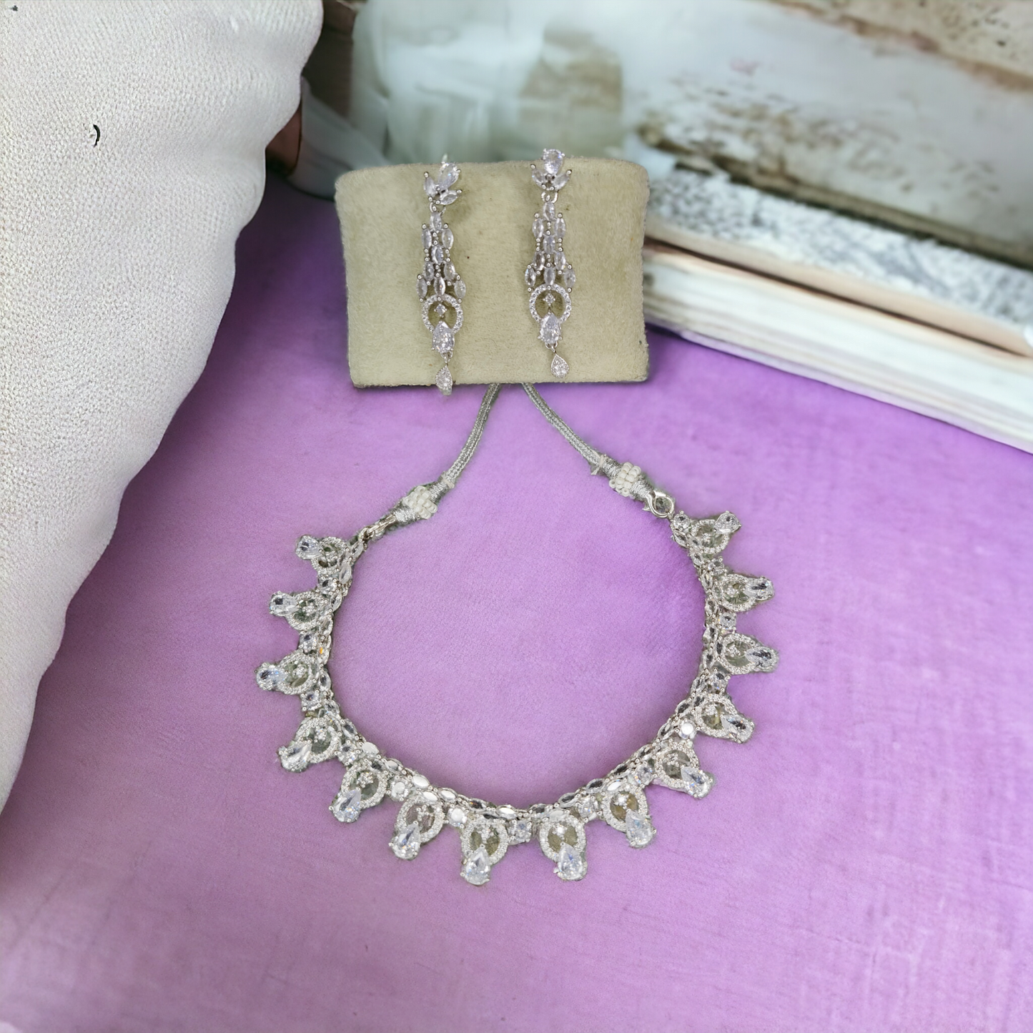 Pearlfect Enchanting American Diamond Necklace Set