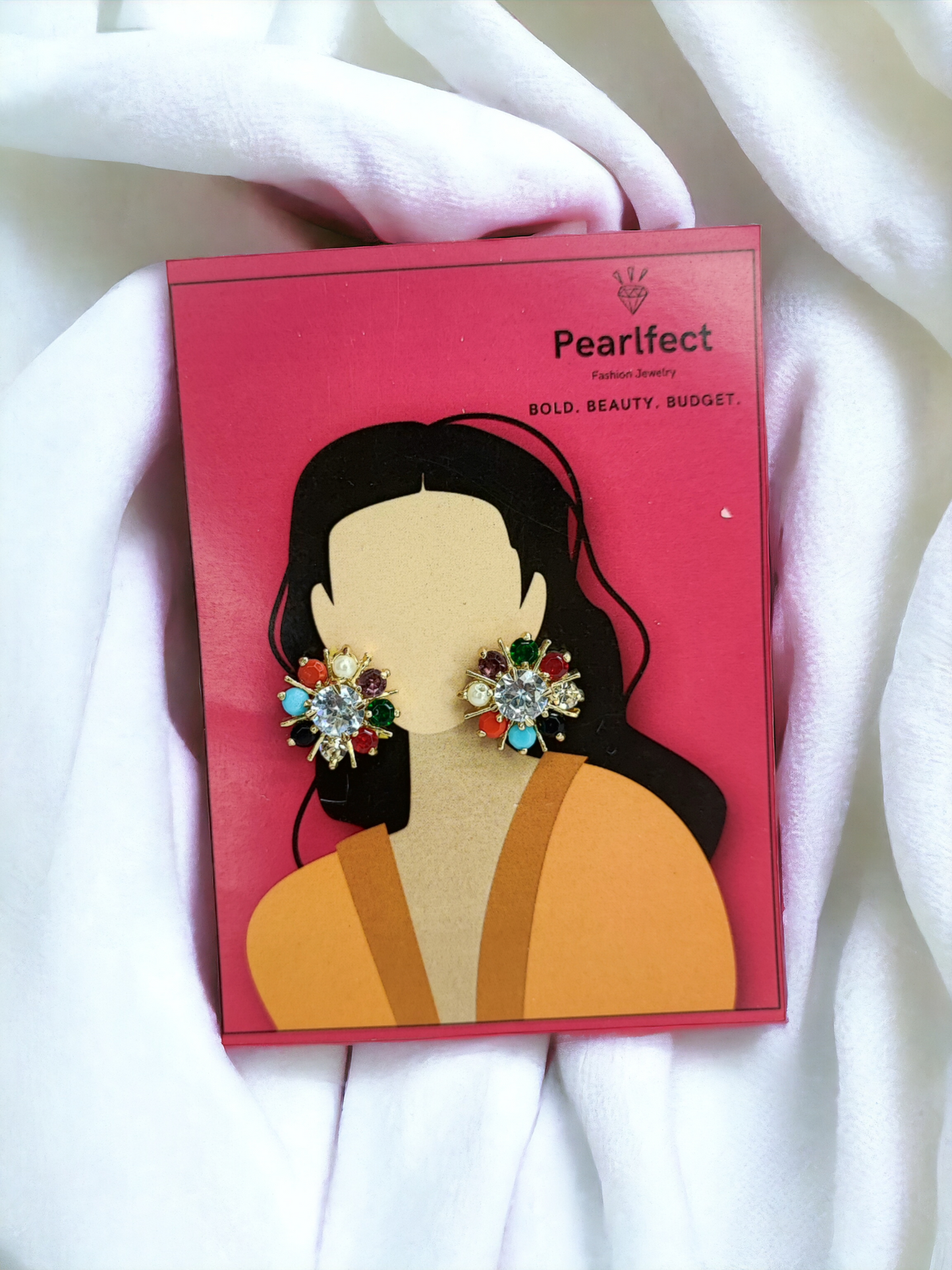 Pearlfect Navratan Floral Earrings