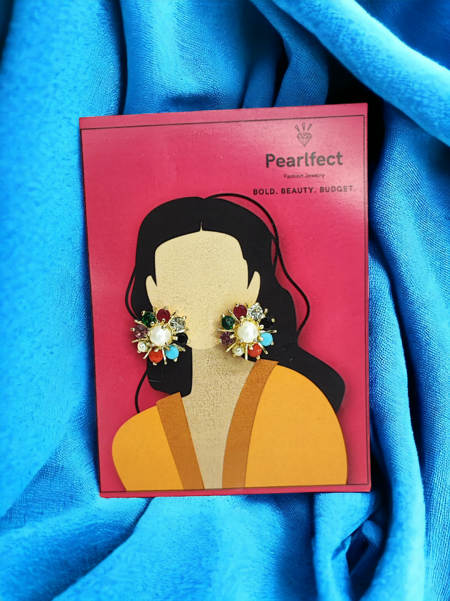 Pearlfect Navratan Floral Earrings