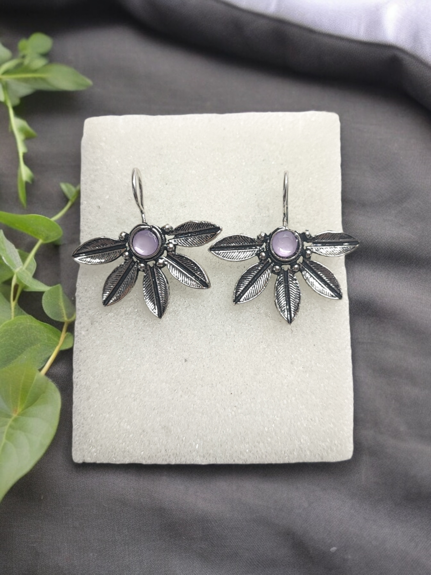 Pearlfect Sunflower Petal Drop Oxidised Jhumkis