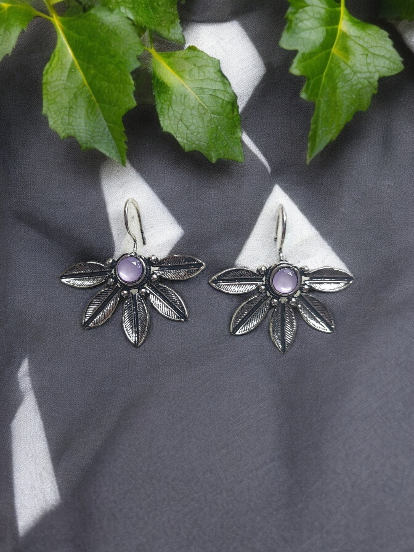 Pearlfect Sunflower Petal Drop Oxidised Jhumkis