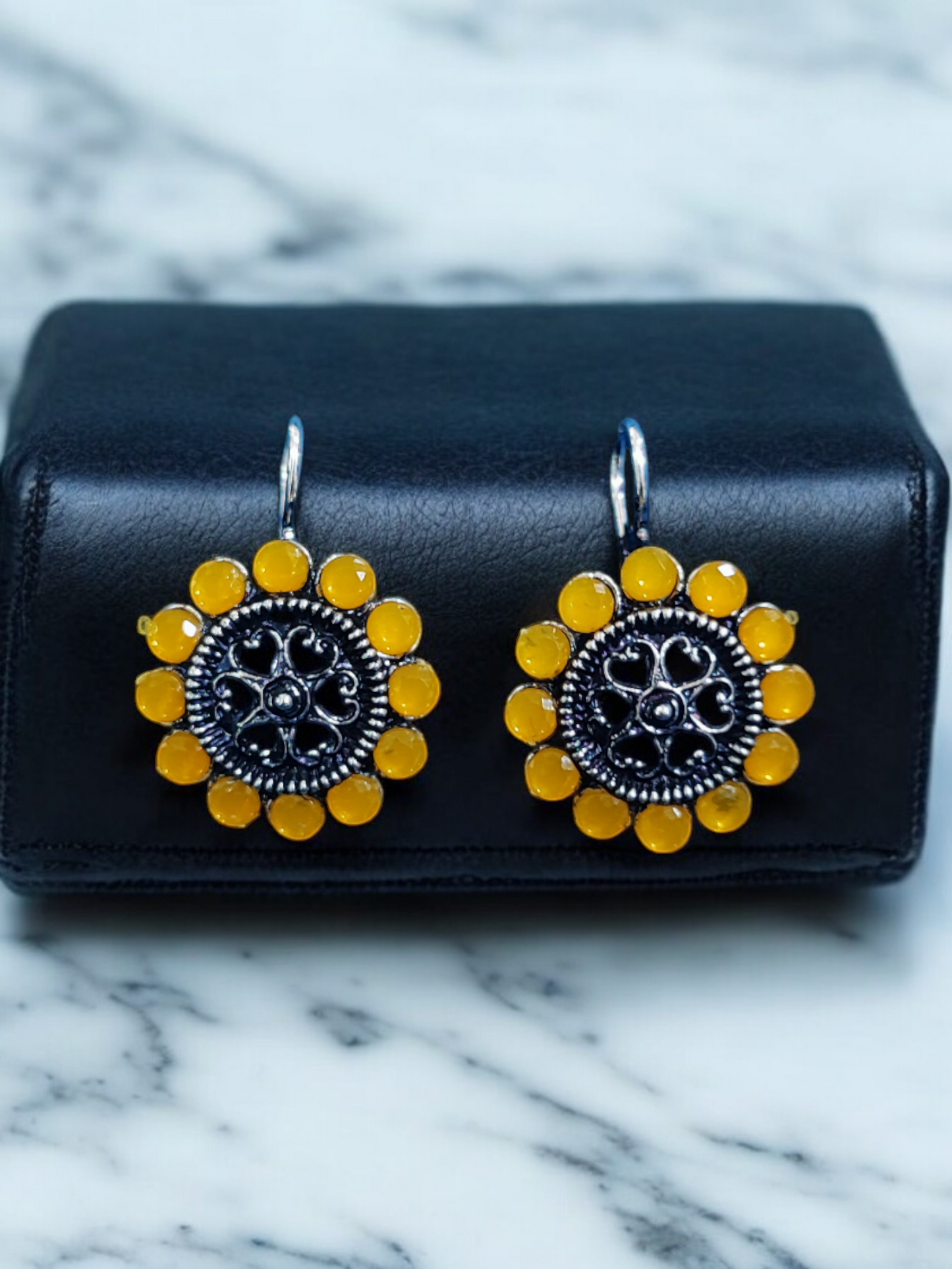Pearlfect Floral Hearts Oxidised Earrings