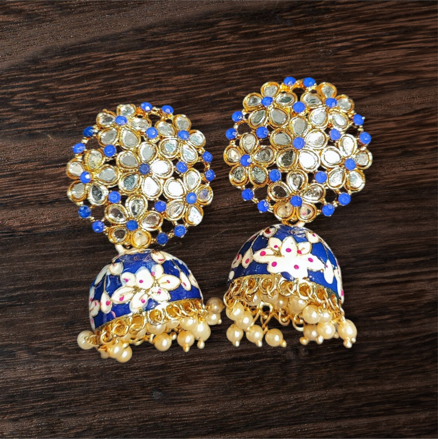 Pearlfect Pretty Blue Jhumki Earrings for Women