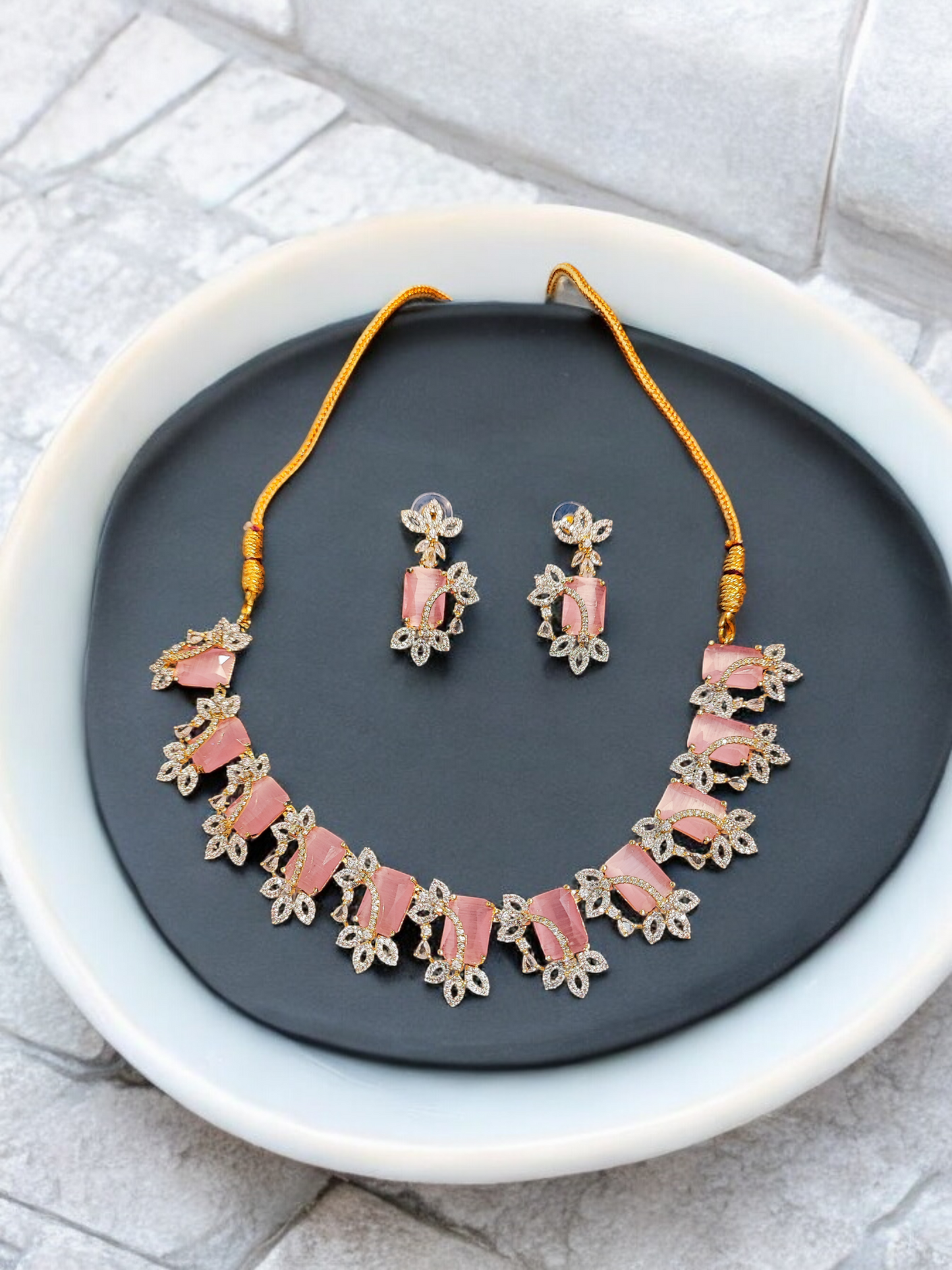 Pearlfect Pretty Pink Statement Necklace Set