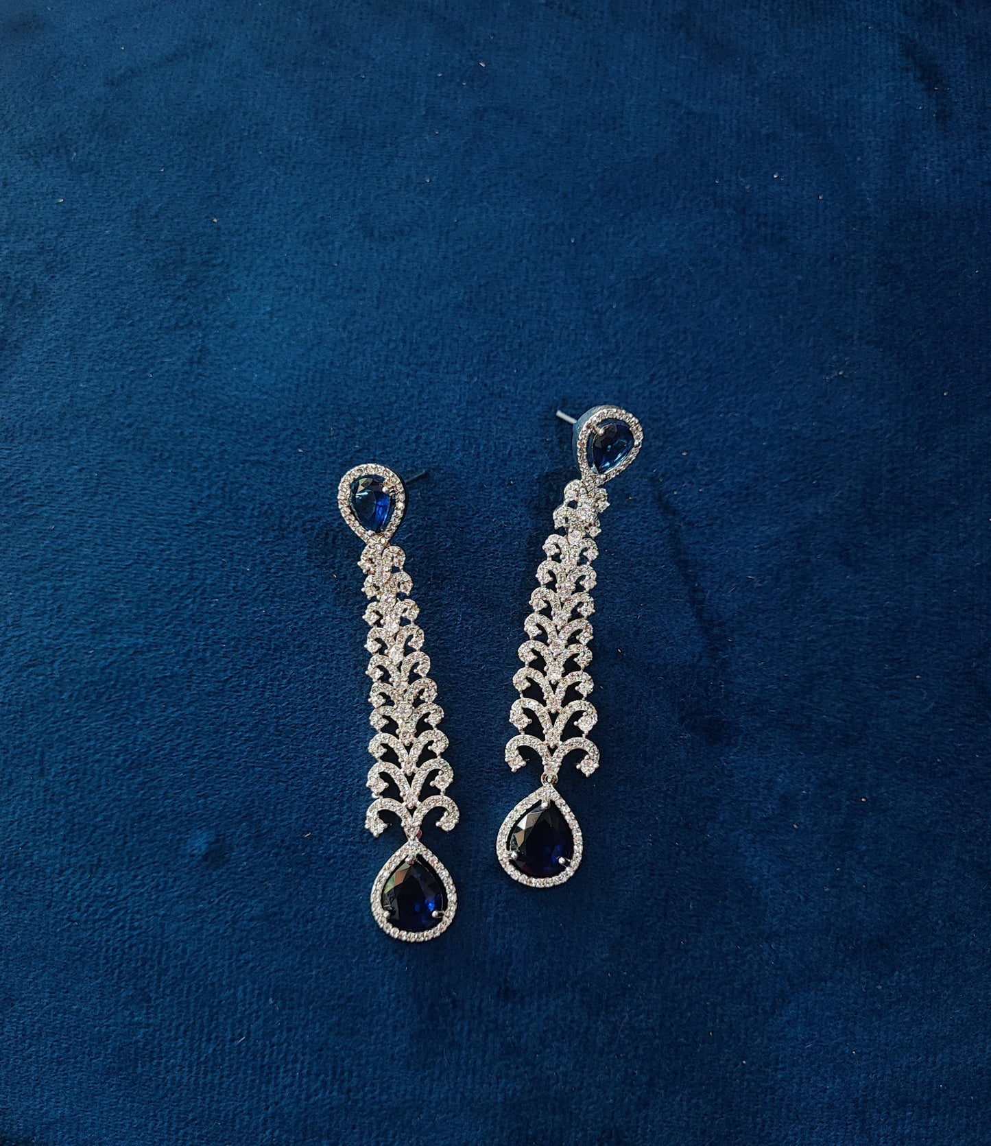 Pearlfect Silver Plated Long AD Earrings