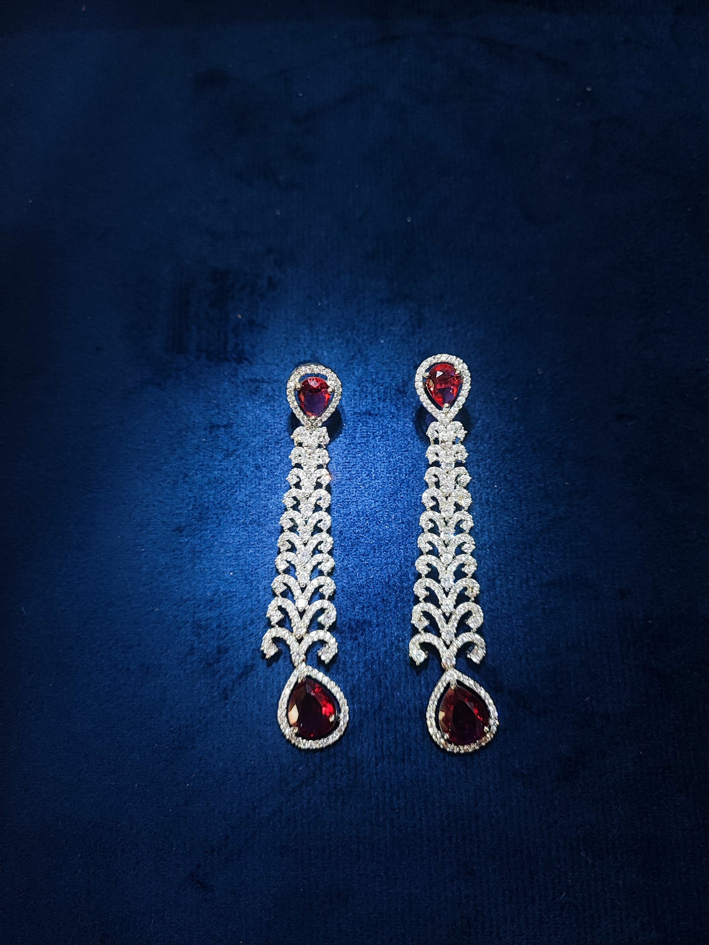 Pearlfect Silver Plated Long AD Earrings