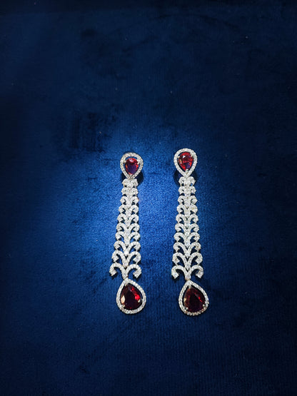 Pearlfect Silver Plated Long AD Earrings