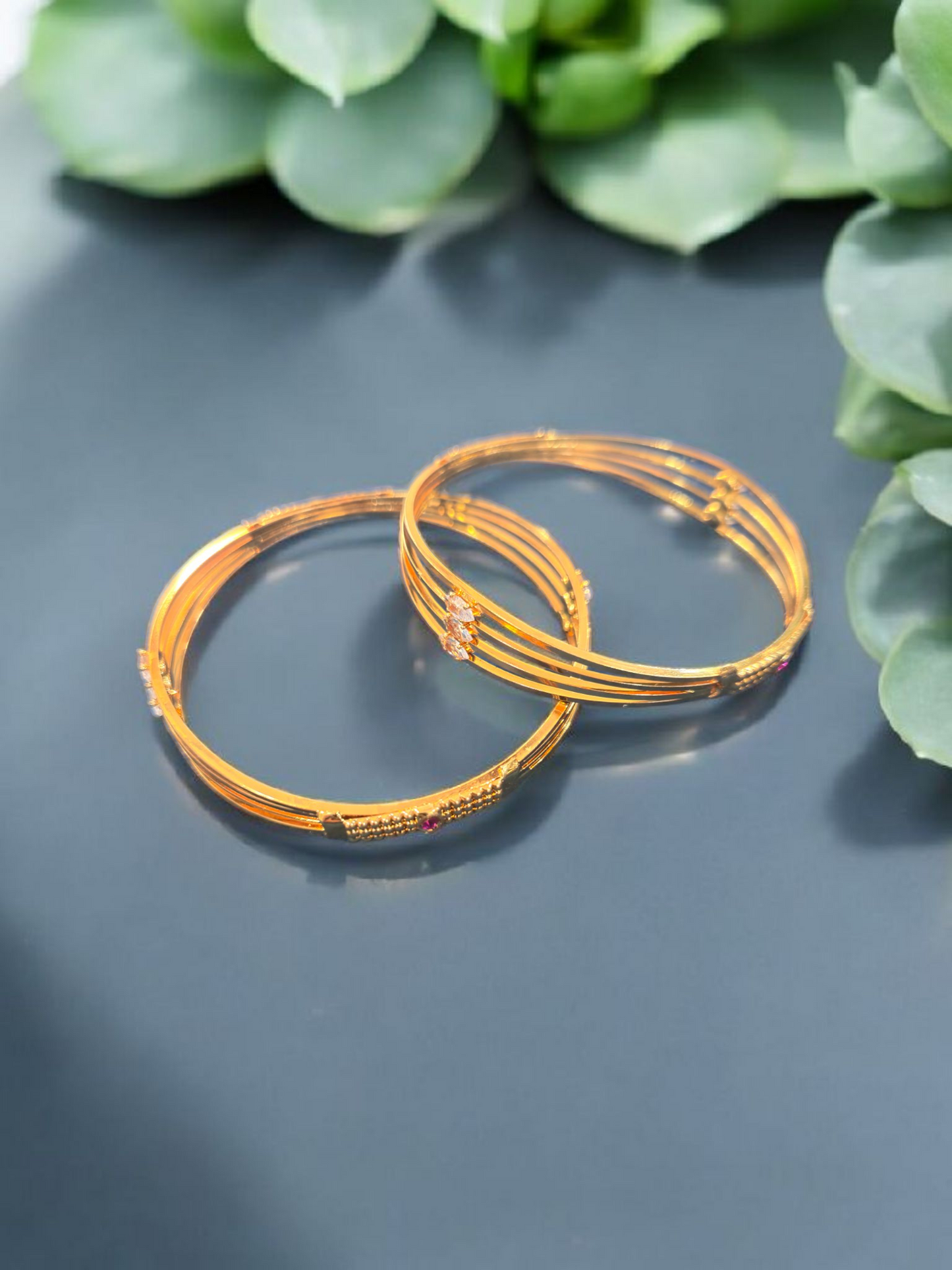 Pearlfect Stylish Golden Bangles