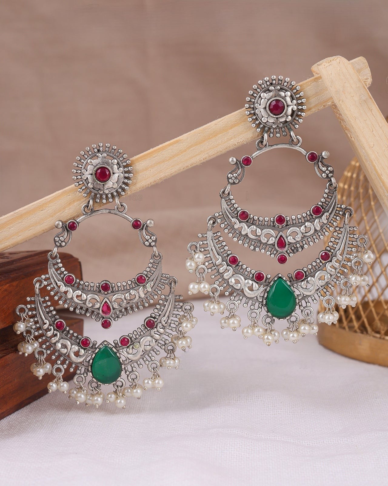 Pearlfect Smiling Moon Long Dangler Earrings