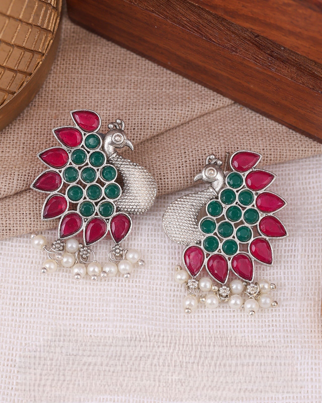 Pearlfect Rainy Peacock Earrings