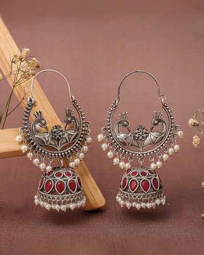 Pearlfect Peacock Dance Jhumke with Pearls