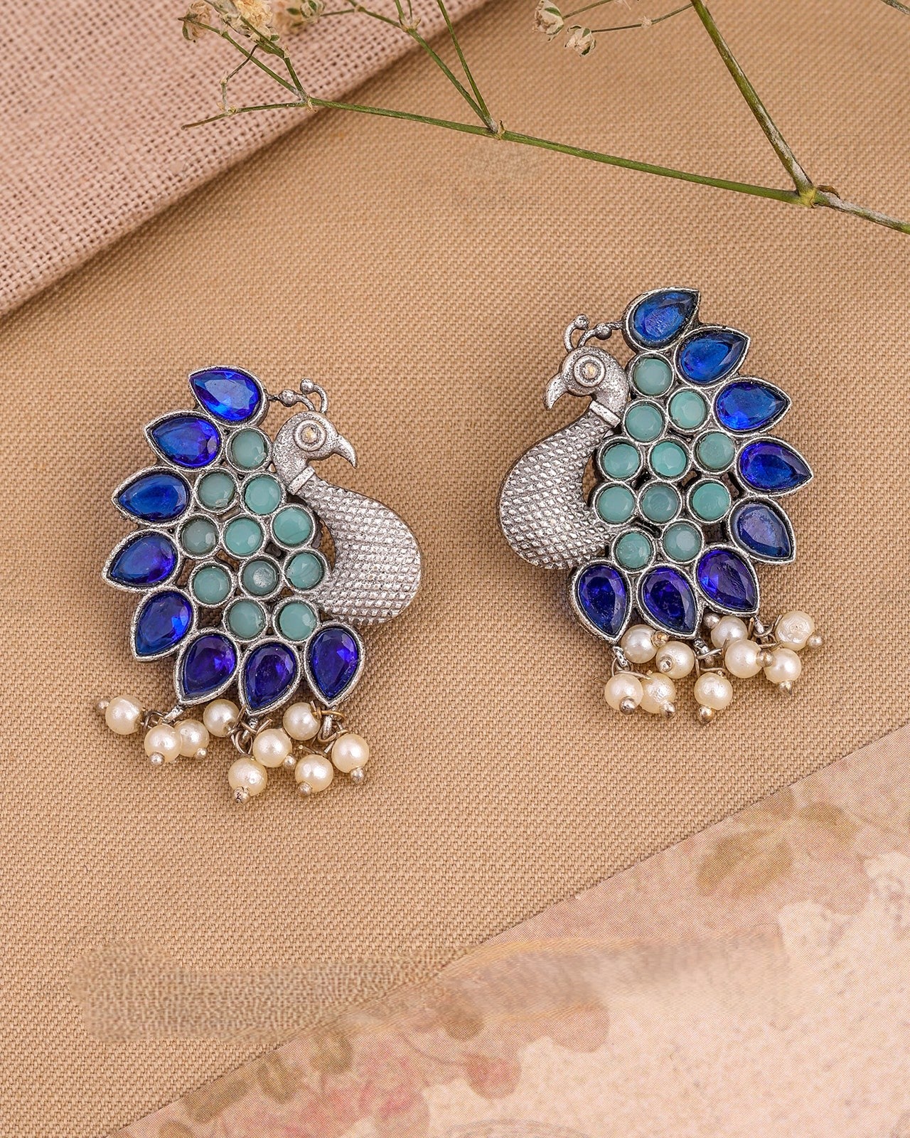 Pearlfect Rainy Peacock Earrings