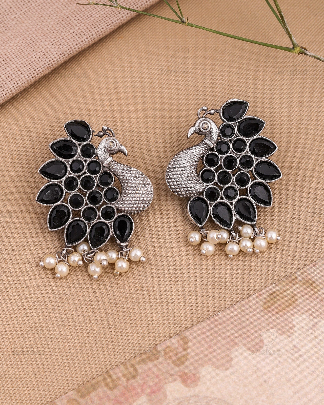 Pearlfect Rainy Peacock Earrings