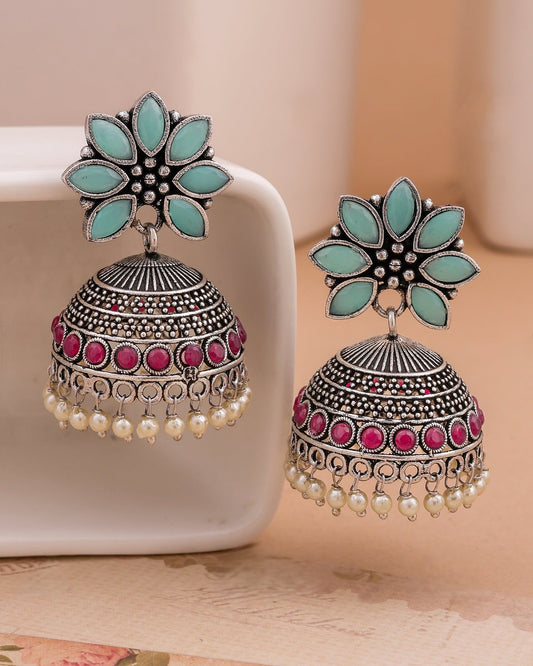 Pearlfect Multi-Color Flower Jhumke
