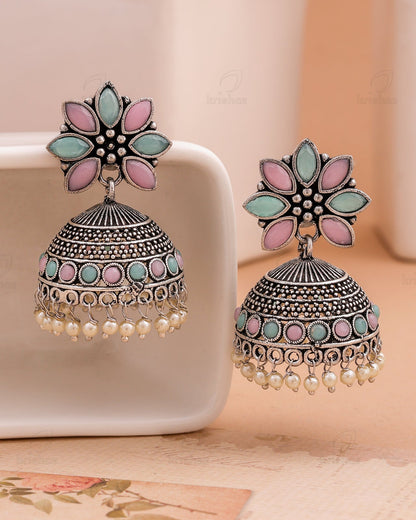 Pearlfect Multi-Color Flower Jhumke