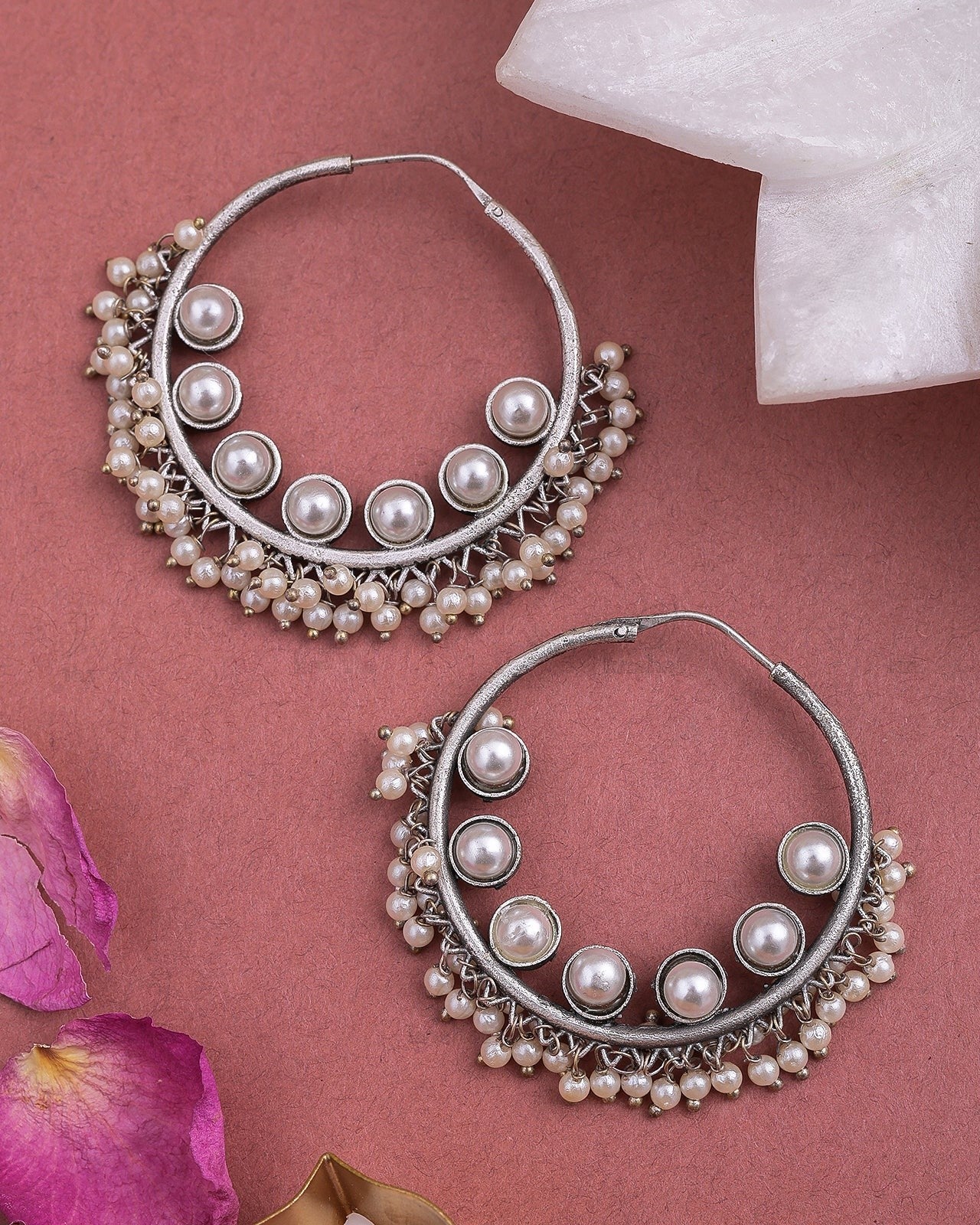 Pearlfect Lucky Stones with Pearls Hoops