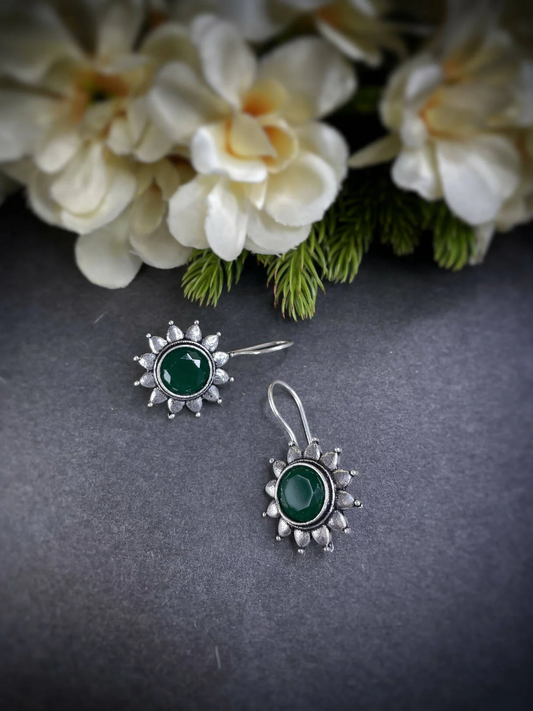 Pearlfect Oxidised Sunflower Dangler Earrings (In Four Colours)