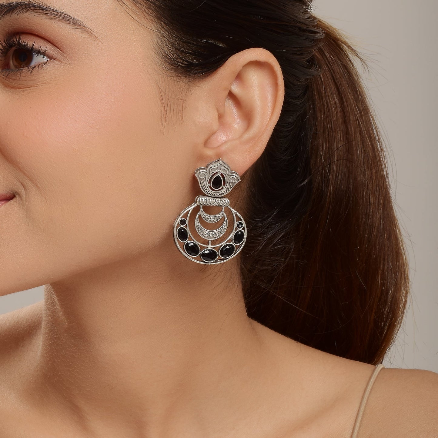 Pearlfect Tri-Moon Dangler Earrings