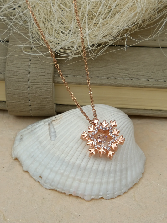 Pearlfect Crystal Studded Snowflakes Locket