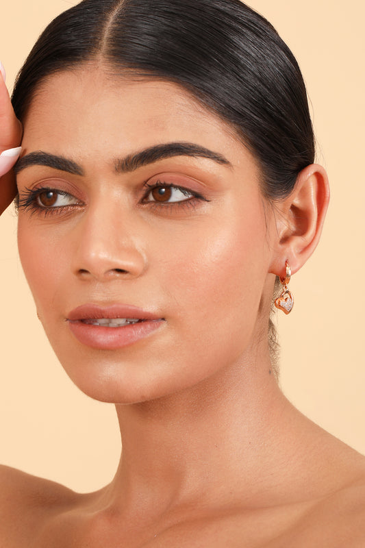 Pearlfect Little Heart Rosegold Earrings