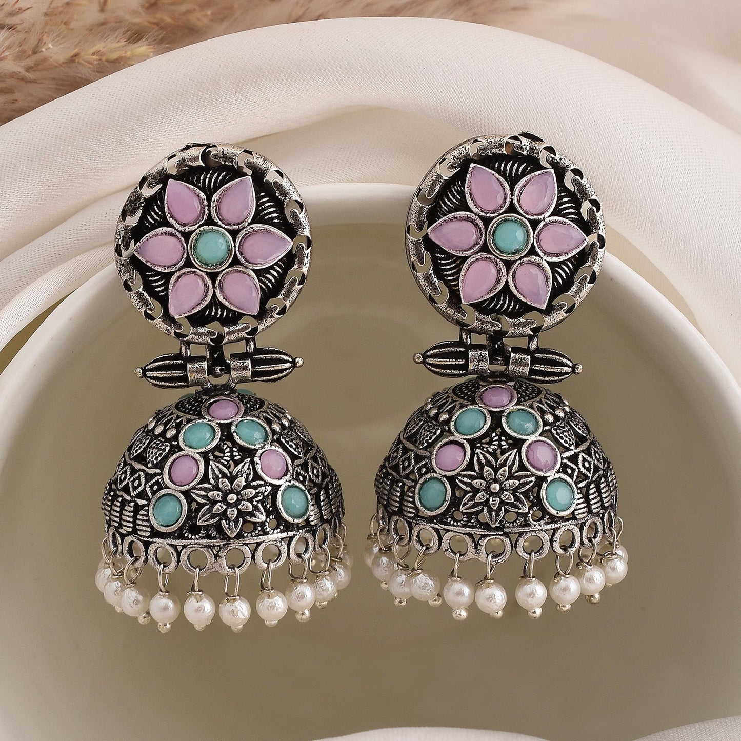 Pearlfect Indrani Temple Jhumka Earrings