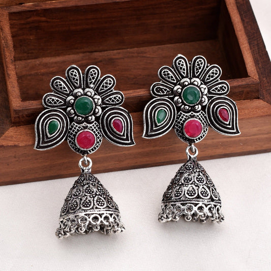 Pearlfect Antique Flower Jhumkis