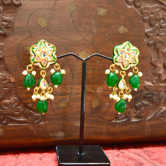Pearlfect Echinacea Kundan Earrings