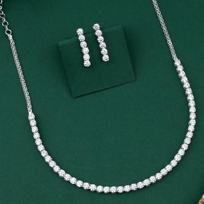 Pearlfect Sleek American Diamond Necklace Set