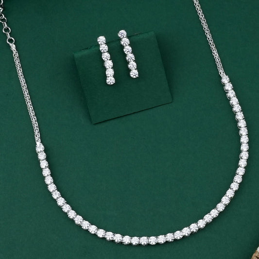Pearlfect Sleek American Diamond Necklace Set