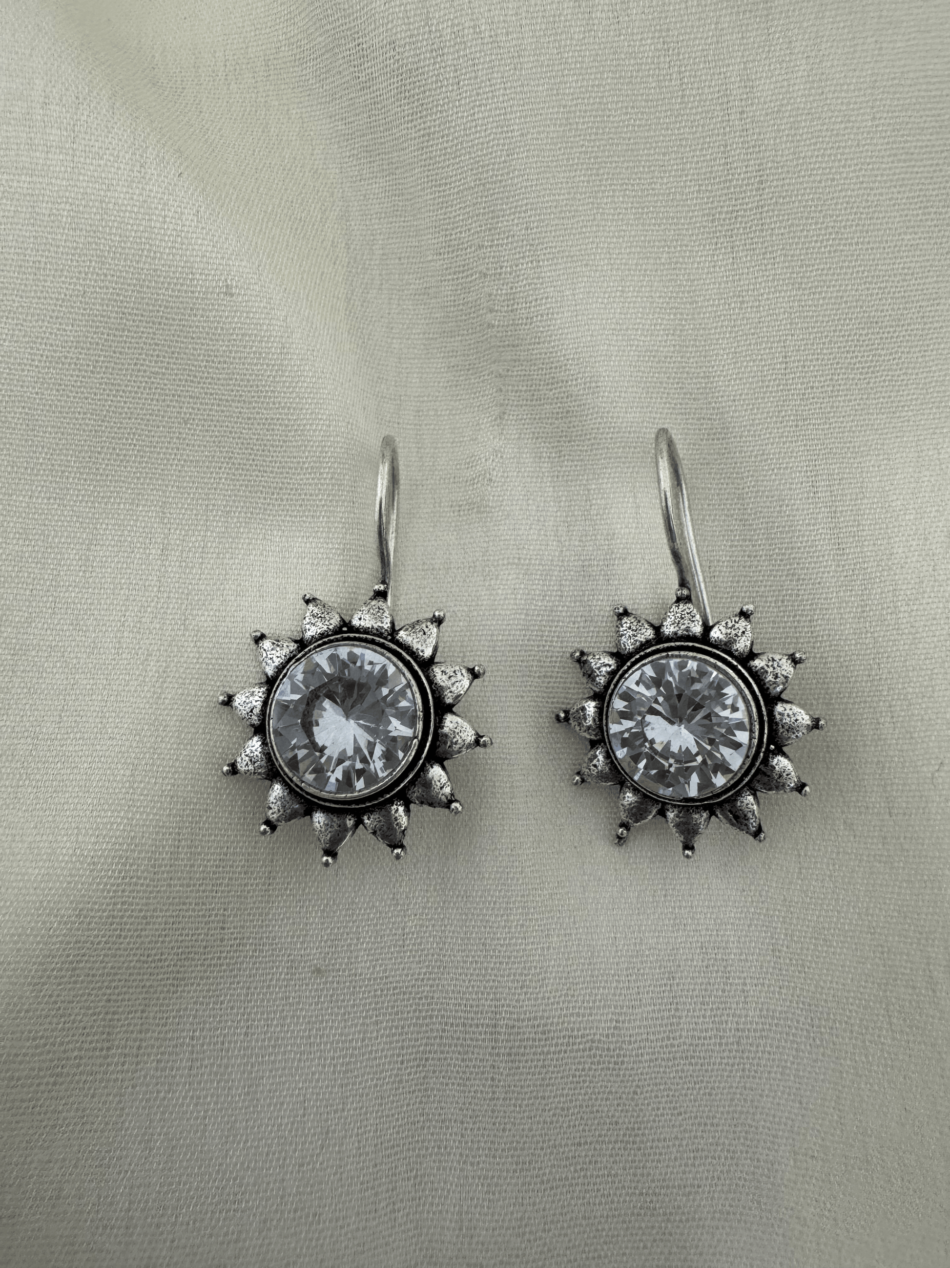 Pearlfect Oxidised Sunflower Dangler Earrings (In Four Colours)