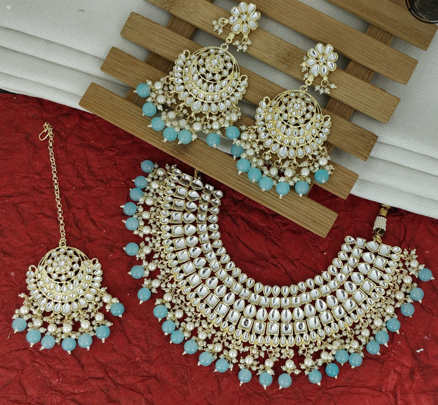 Pearlfect Designer Royal Kundan Jadau Set with Pearl & Mona Lisa Stones