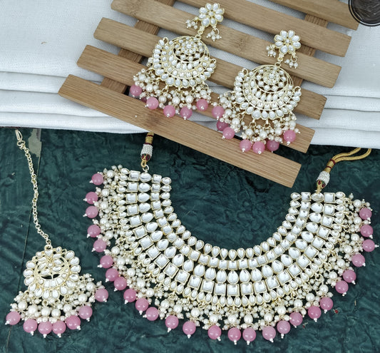 Pearlfect Designer Royal Kundan Jadau Set with Pearl & Mona Lisa Stones