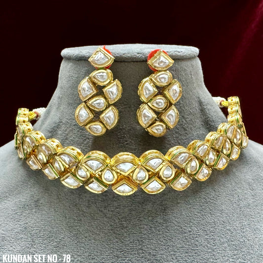 Pearlfect Glimmering Kundan Choker Set with Earrings