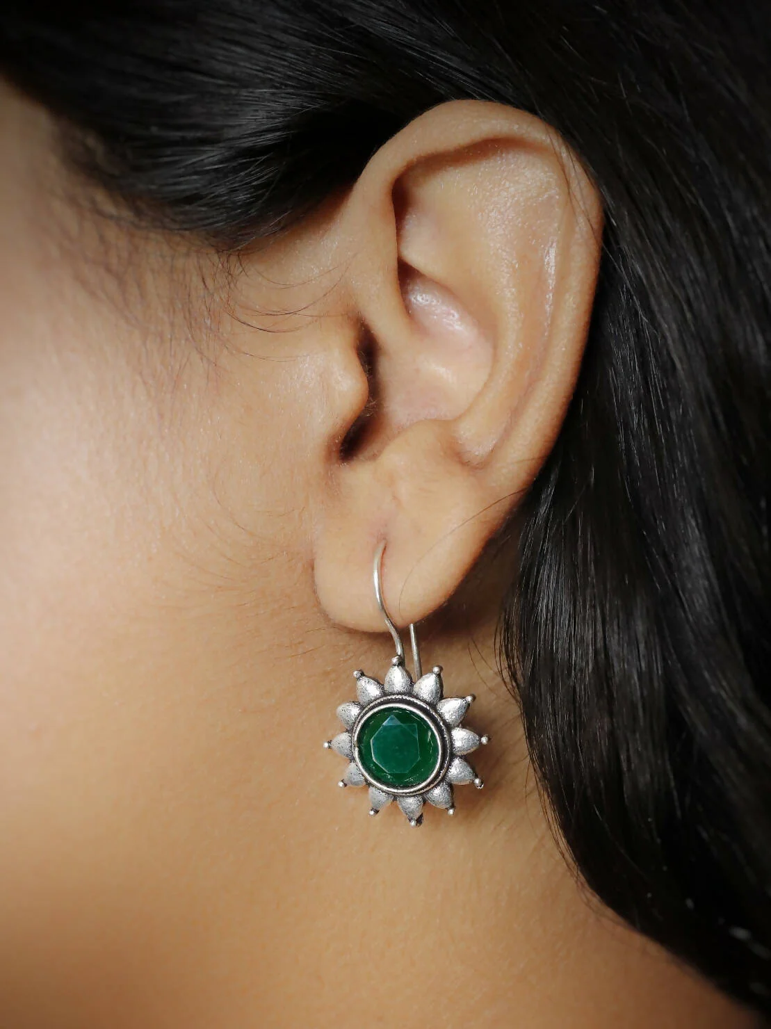 Pearlfect Oxidised Sunflower Dangler Earrings (In Four Colours)