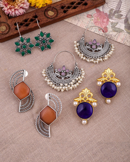 Pearlfect Timeless Oxidised Earrings Collection Combo