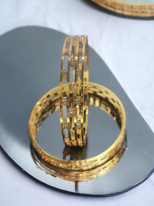 Pearlfect GleamGlow Gold-Plated Bangles (Set of 2)