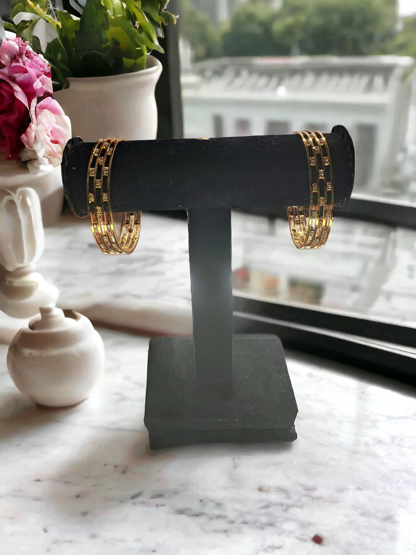 Pearlfect GleamGlow Gold-Plated Bangles (Set of 2)