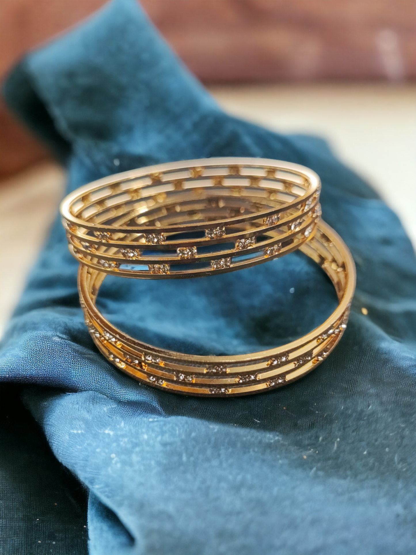 Pearlfect GleamGlow Gold-Plated Bangles (Set of 2)