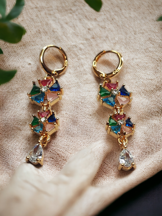 Pearlfect Double Bloom Multicolor Earrings