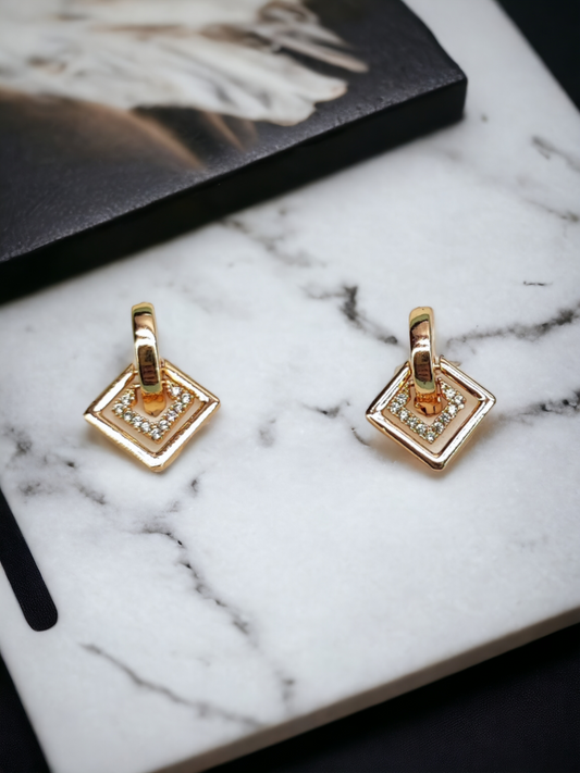 Pearlfect Dual Square American Diamond Earrings