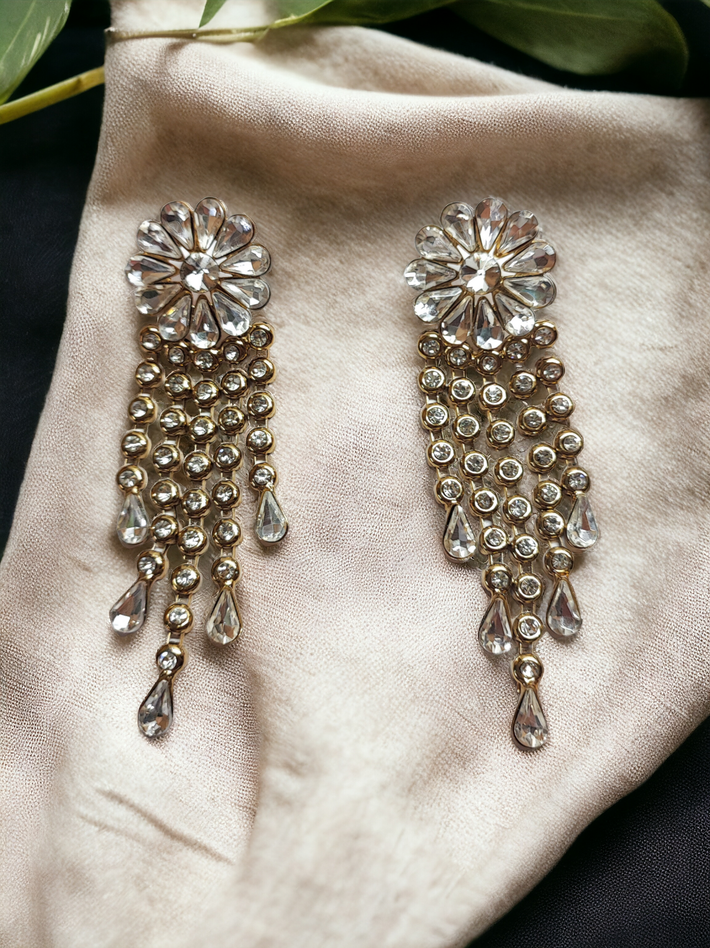 Pearlfect Sparkling Flower Dangler Earrings