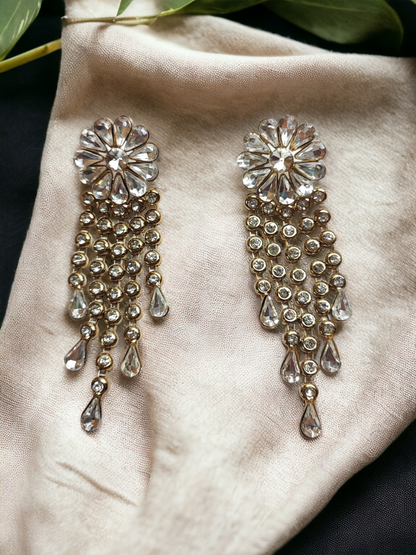 Pearlfect Sparkling Flower Dangler Earrings