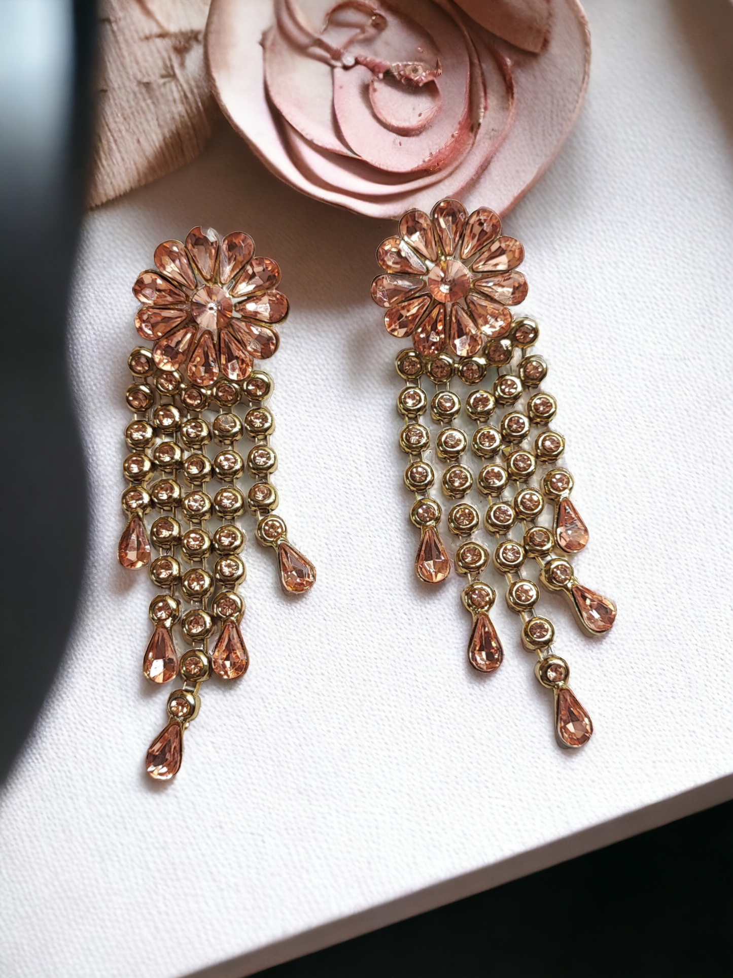 Pearlfect Sparkling Flower Dangler Earrings