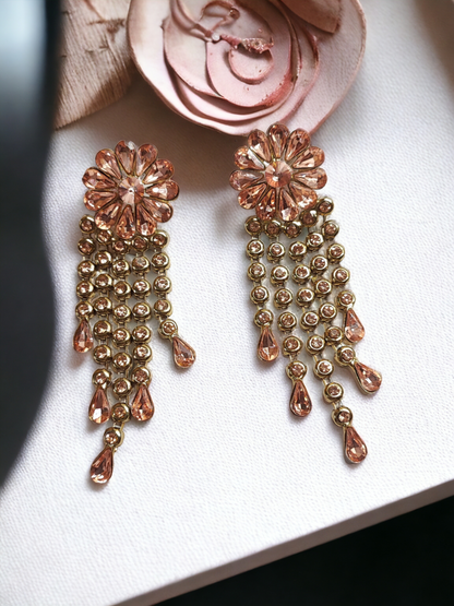 Pearlfect Sparkling Flower Dangler Earrings