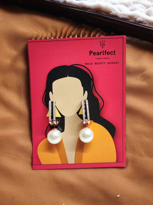 Pearlfect Sparkling Pearl & American Diamond Studs